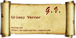 Griesz Verner névjegykártya